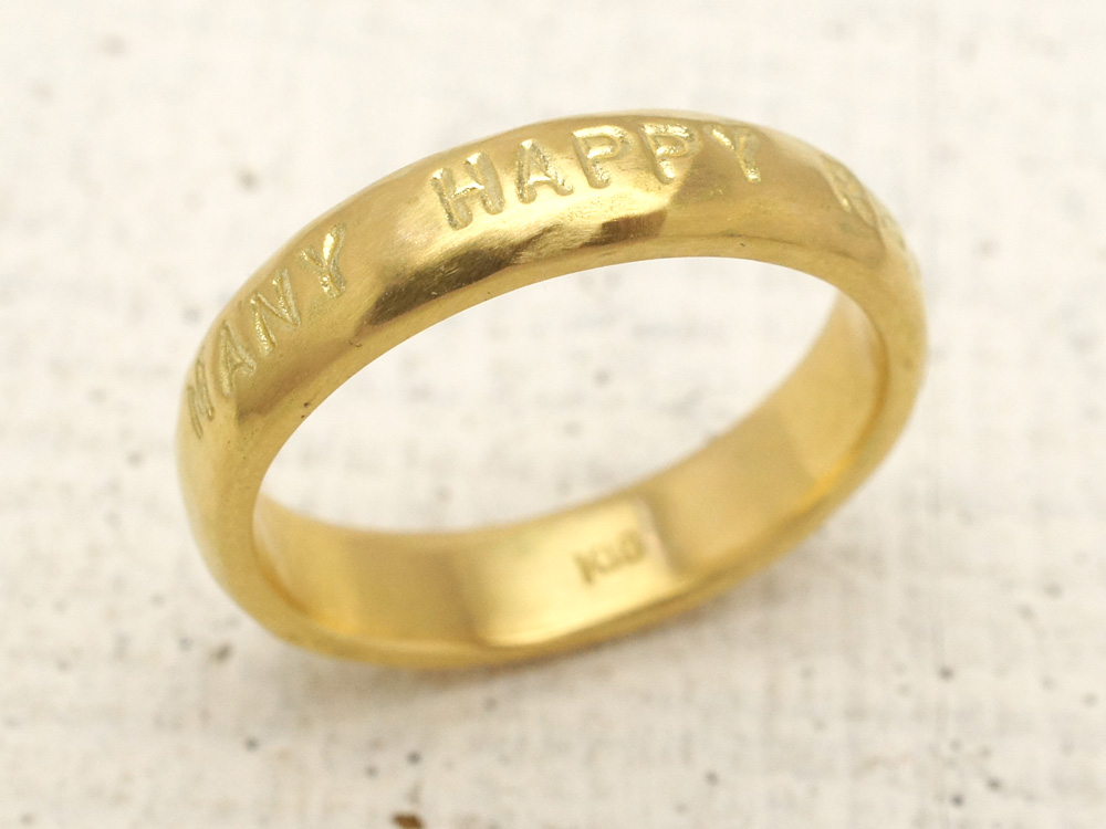 メッセージリング(K18・甲丸1行・刻印大) 品番:NR0060YG